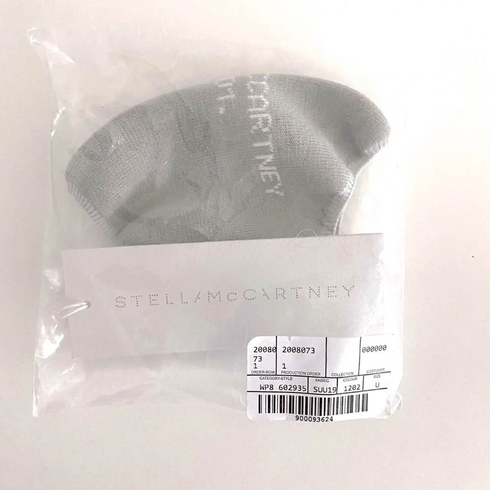 NWT STELLA MCCARTNEY LOGO KNIT FACE MASK GREY & WHITE